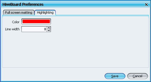 Preference settings for highlighting tool