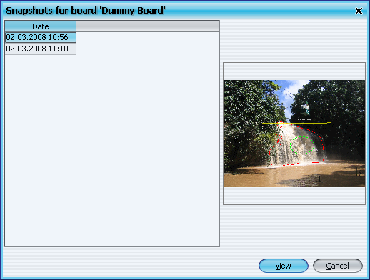 Snapshots List dialog